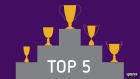 Purple and gold tropy tower for Top 5 article